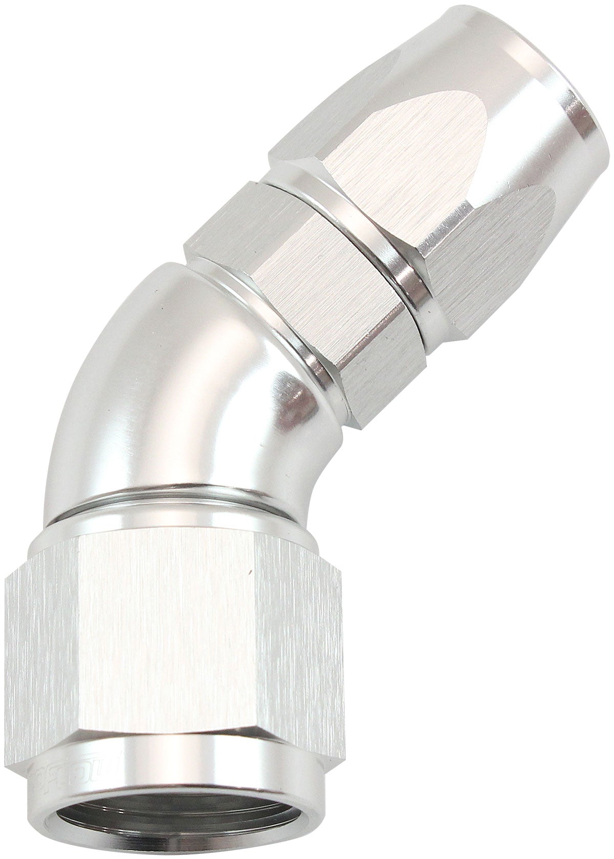 Stepped 45 Degree End -6 Hose To -8AN Reducer Hose End Silveteflon AF572-06-08DS - Aeroflow