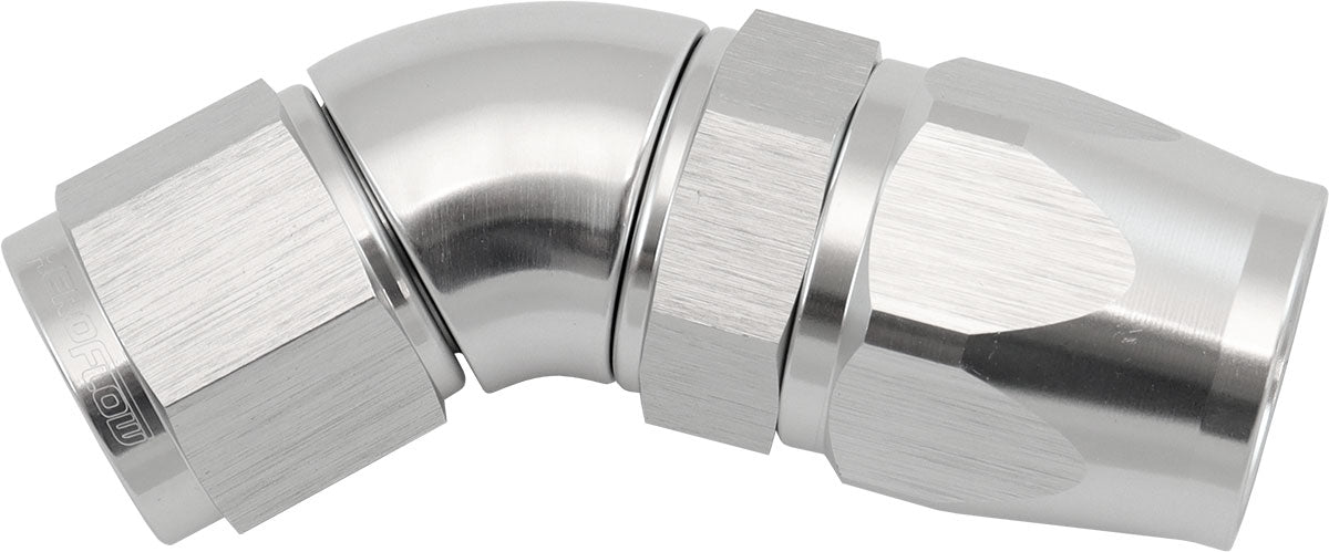 Stepped 45 Degree End -10 Hose To -8AN Expander Hose End Silver Teflon AF572-10-08DS - Aeroflow