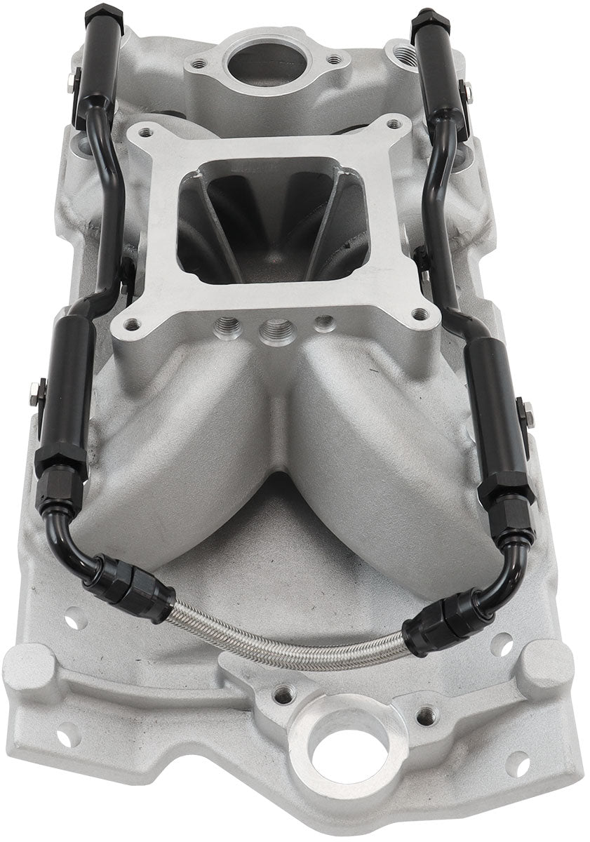 SBC EFI Air Gap Intake Manifolsingle Plane Chev 350 Natural AF6090-1000 - Aeroflow