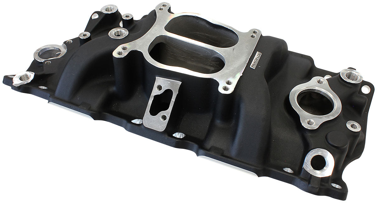SBC Classic Intake Manifold Dual Plane Chev 350 Black AF6211-1000 - Aeroflow