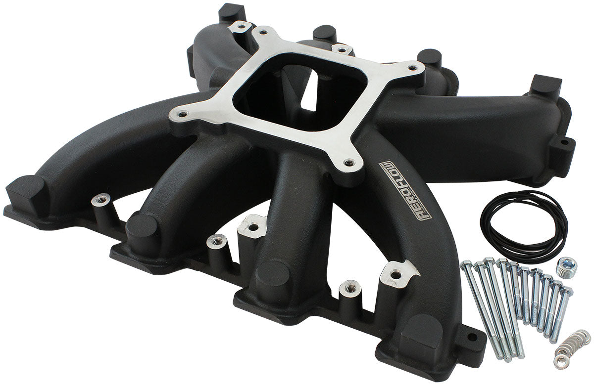 GM LS Carby Intake Manifold Rectangle Port Non-Efi LS3 Black AF6240-6000 - Aeroflow
