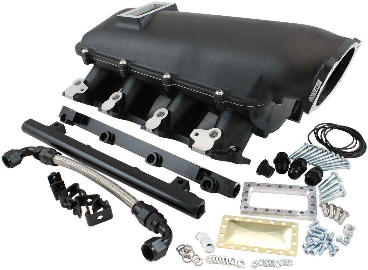 GM LS Modular Intake Manifold Cathedral Port Low Rise EFI Black AF6263-5000 - Aeroflow