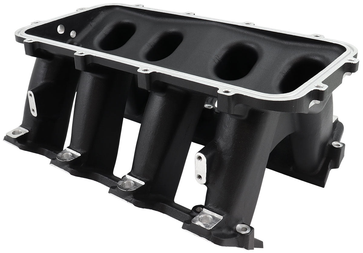 Hi Rise EFI GM LS Base Intake Modular Manifold Cathedral Port Black AF6279-5003 - Aeroflow