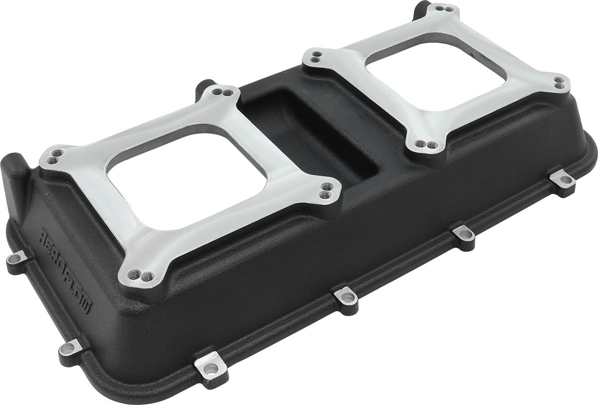 Dual Carburettor Top Plate Modular Intake Manifold 4150 Twin Black Cast AF6285-0000 - Aeroflow