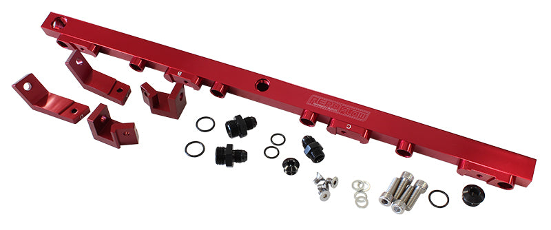Fuel Rail Kit BA BF Red Ford 6 Cylinder Barra AF64-2004R - Aeroflow