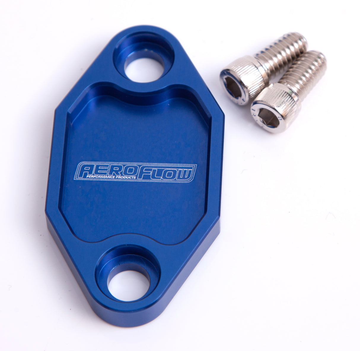 Billet Fuel Pump Block Off Plate Blue Suits Holden 308 AF64-2029 - Aeroflow