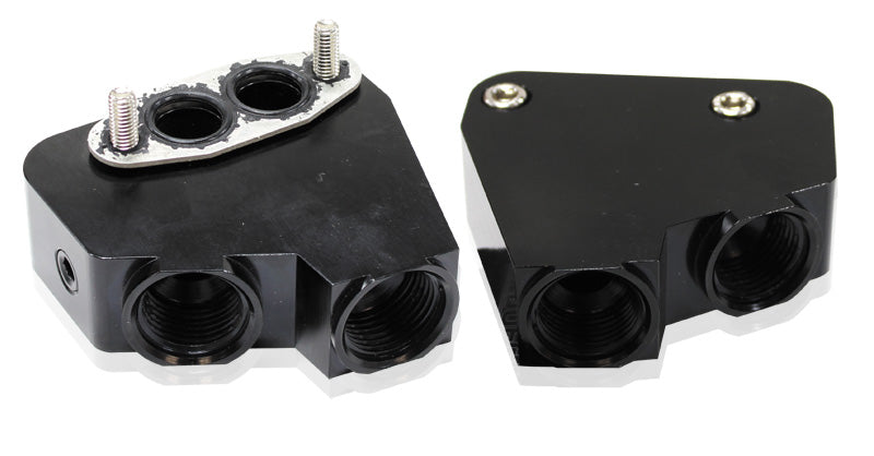 LS Oil Cooler Adapter -10ORB Ports Black Vt-Vz Use 64-2184 AF64-2084BLK - Aeroflow