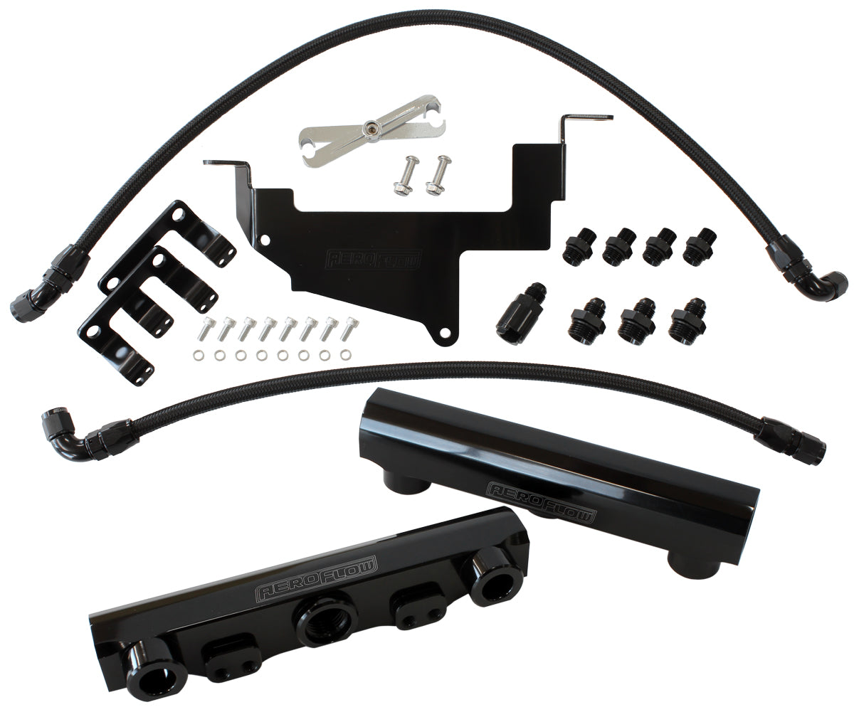 Toyota 86 / Brz Fuel Rail Kit -8ORB Inlets / Outlets Scion AF64-2131BLK - Aeroflow