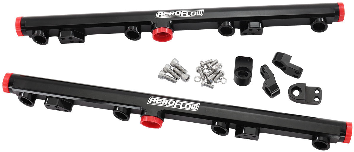 GM LS1 LS2 LS3 Fuel Rail BLACKLS6 L76 L99 -8ORB LS AF64-2155BLK - Aeroflow