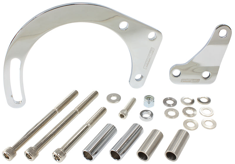 Low Mount Alt Bracket Chrome S/B Chev With Long Water Pump AF64-4010 - Aeroflow