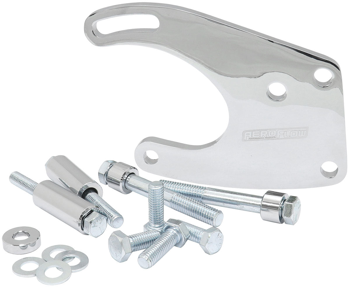 Ford Windsor Power Steering Ford Bracket Saginaw Pump Chrome AF64-4013 - Aeroflow