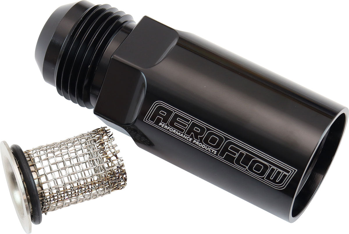 Dry Sump Scavenge Oil Filter Straight -12AN Male Female AF64-4099BLK - Aeroflow