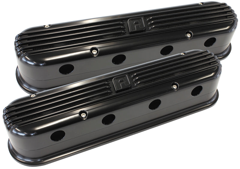 LS Chev Billet Retro Black Valve Covers, LS2 And LS3 Coil AF64-4110BLK - Aeroflow