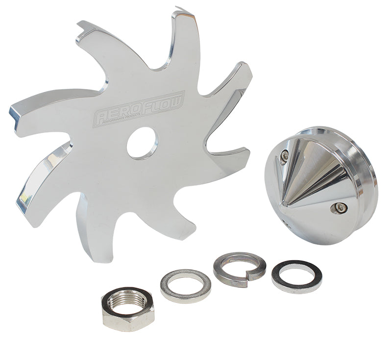 Billet Alternator Pulley & Fanwith Nose Cover, Polished AF64-4300 - Aeroflow