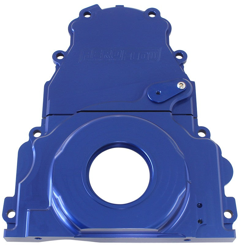 Holden Chev LS Billet 2 Piecetiming Cover Blue Anodised AF64-4361 - Aeroflow