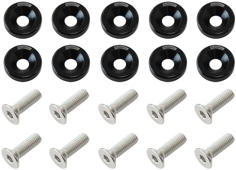 Billet Dress Up / Fender Bolt 10 Pack 5/16 UNC UHL 25mm Blac AF64-4371BLK - Aeroflow