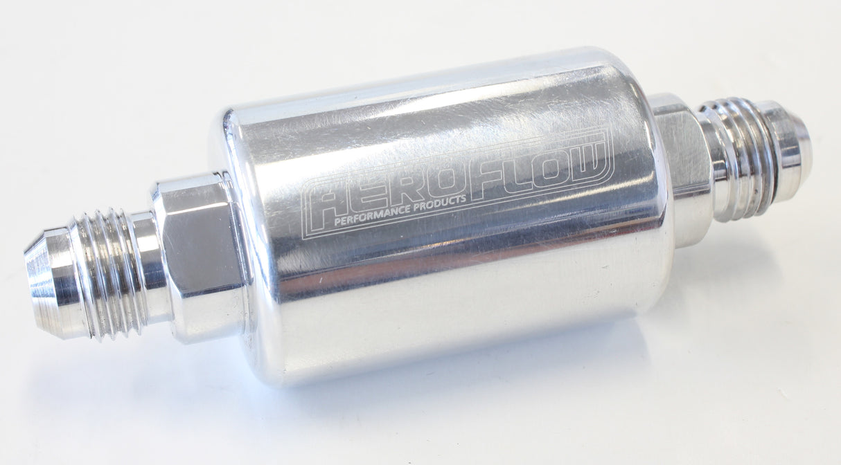 Filter 40 Micron Polished -6AN 1.25" x 3" Notes AF66-2052P - Aeroflow