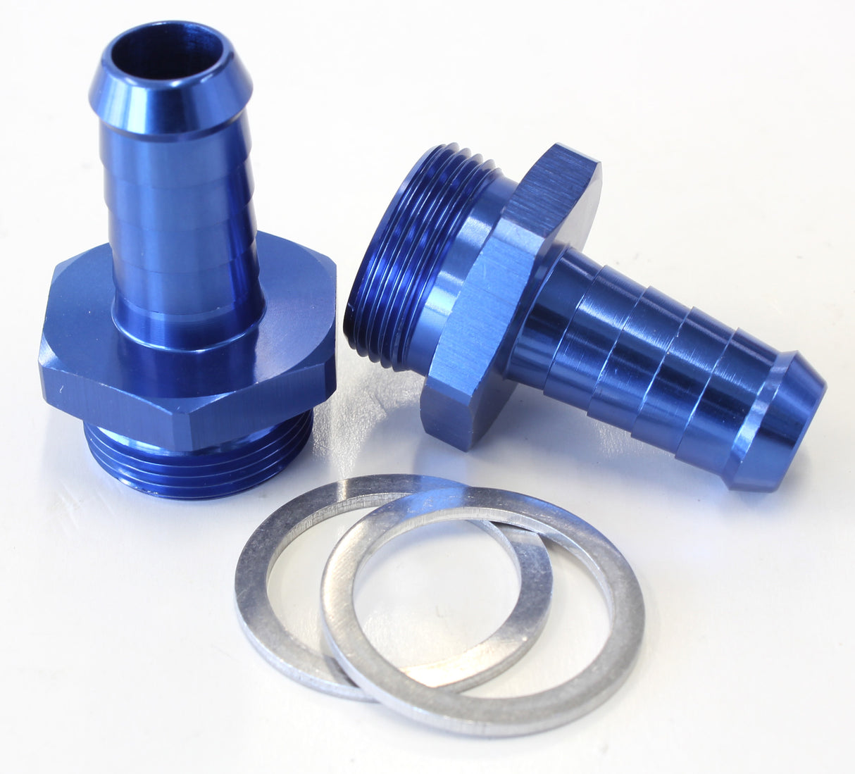 Holley Inlet Fitting 1/2" Barb Blue 7/8" x 20 To 3/8" Barb AF700-02 - Aeroflow