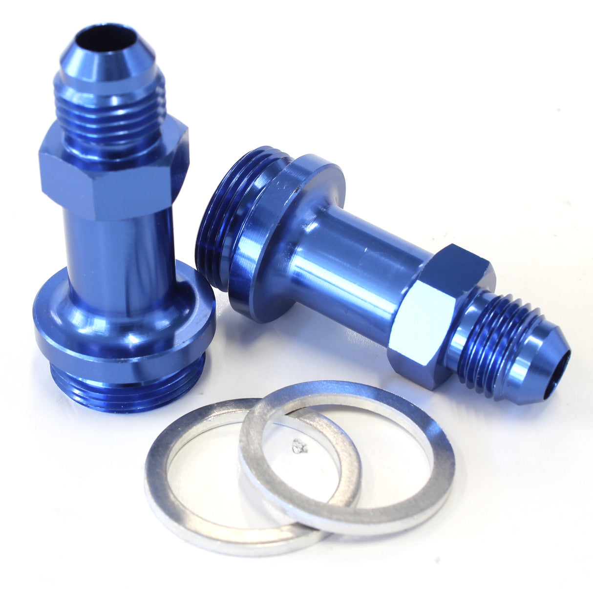 Holley Inlet Fitting -6AN Blue 7/8" x 20 To -6AN Long AF700-06-L - Aeroflow