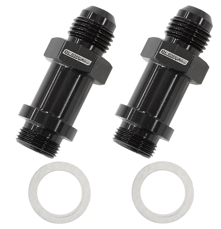 Bg / Demon Inlet Fitting -6AN Black 9/16" x 24 To -6AN Long AF701-06-LBLK - Aeroflow