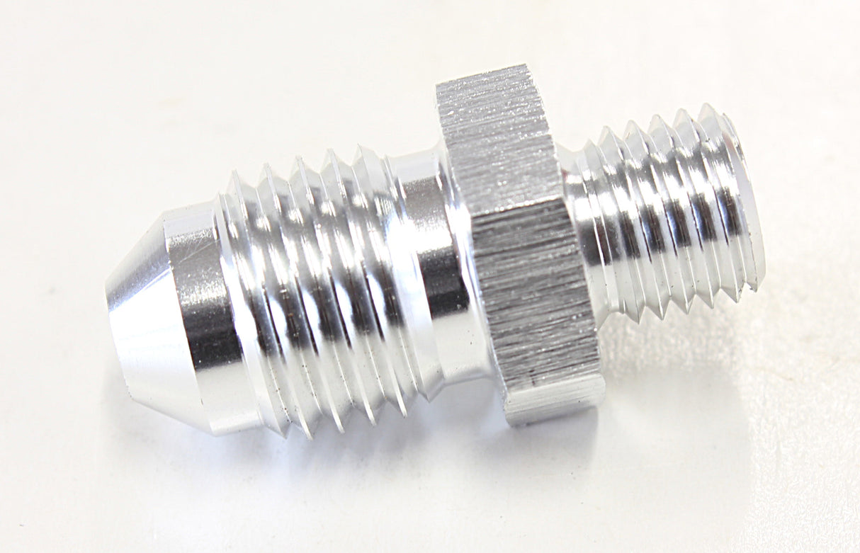 Metric M8 x 1.0mm To -4AN Silver Male M8 x 1.0mm To -4AN AF728-04S - Aeroflow