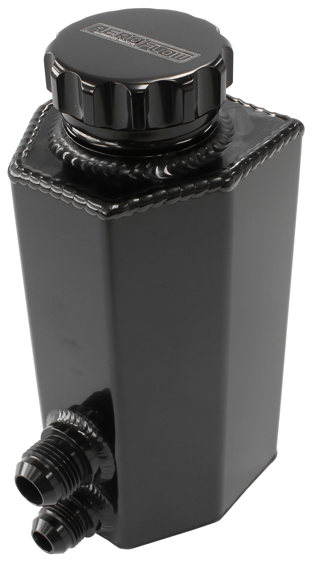 Universal Power Steer Tank With Baffle -8AN & -10AN Black AF77-1032BLK - Aeroflow