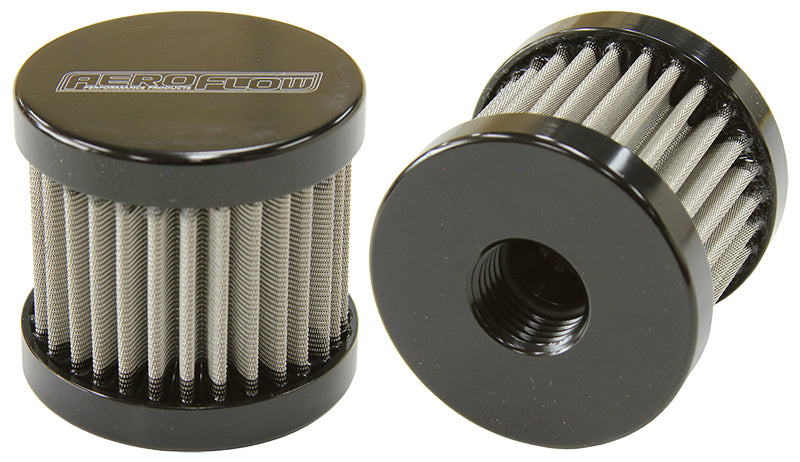 -6AN S/S Billet Breather With Female -6AN Re-Usable AF77-2003BLK - Aeroflow