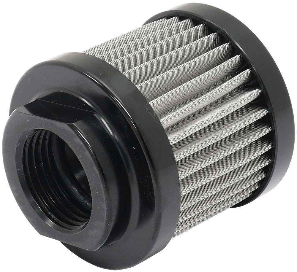 Small -10AN S/S Billet Breatherwith Female -10AN Re-Usable AF77-2004BLK - Aeroflow