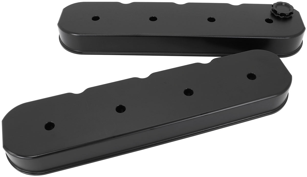 GM LS Billet Valve Covers Pair Black No Logo No Coils AF77-5011BLK - Aeroflow