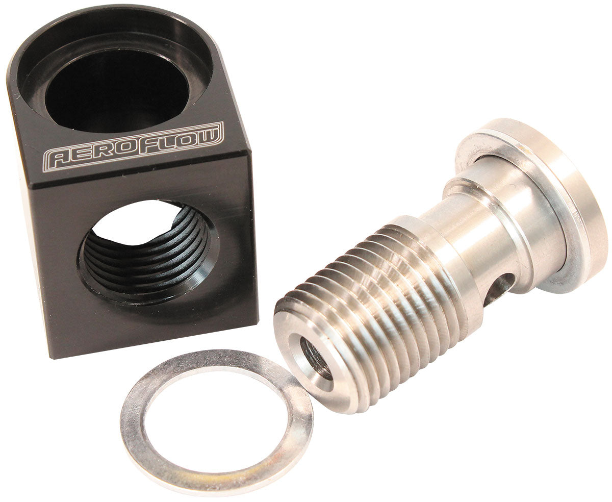 GM LS Valley Plate Banjo Adapter Factory Sensor M16 AF77-5017 - Aeroflow