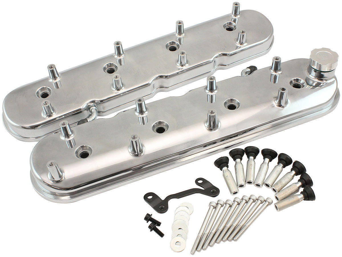 GM LS Factory Valve Covers Cast Standard Height Polished AF77-5018P - Aeroflow