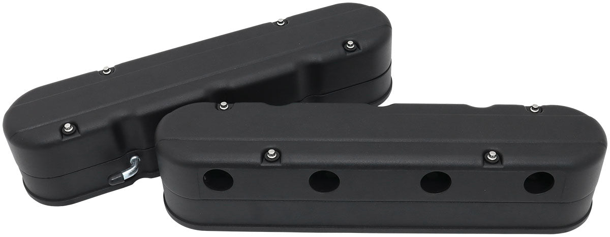 GM LS 2 Piece Valve Covers Cast Tall Retro Smooth Black AF77-5021BLK - Aeroflow