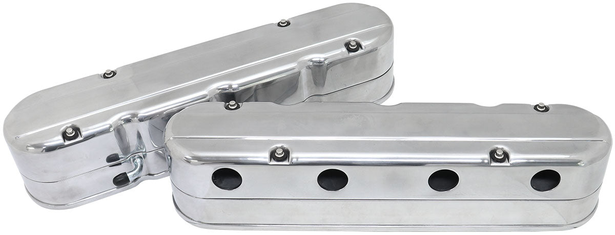 GM LS 2 Piece Valve Covers Cast Tall Retro Smooth Polished AF77-5021P - Aeroflow