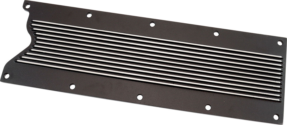 GM LS1 Finned Valley Plate Cover Black Cast Alloy LS AF77-5026BLK - Aeroflow