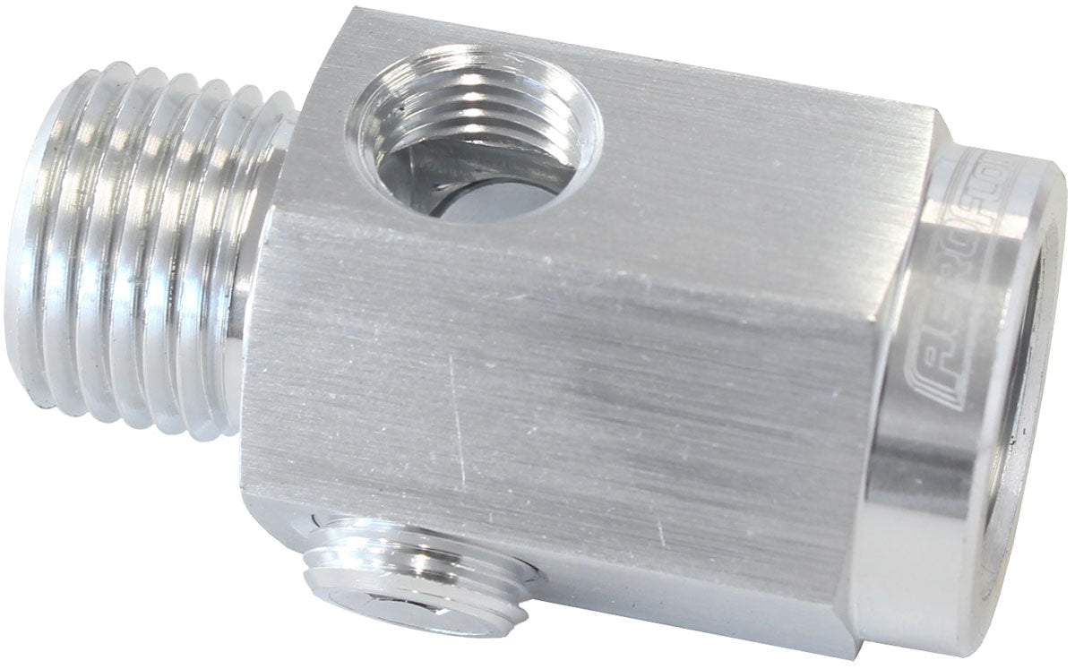 M16 x 1.5 Extension With 1/8" NPT Port Silver AF810-M16-02S - Aeroflow