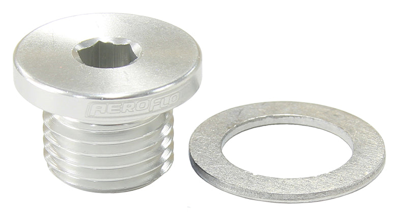 Metric Port Plug M12 x 1.25 Silver Low Profile Hex Plug AF814-M12-01S - Aeroflow