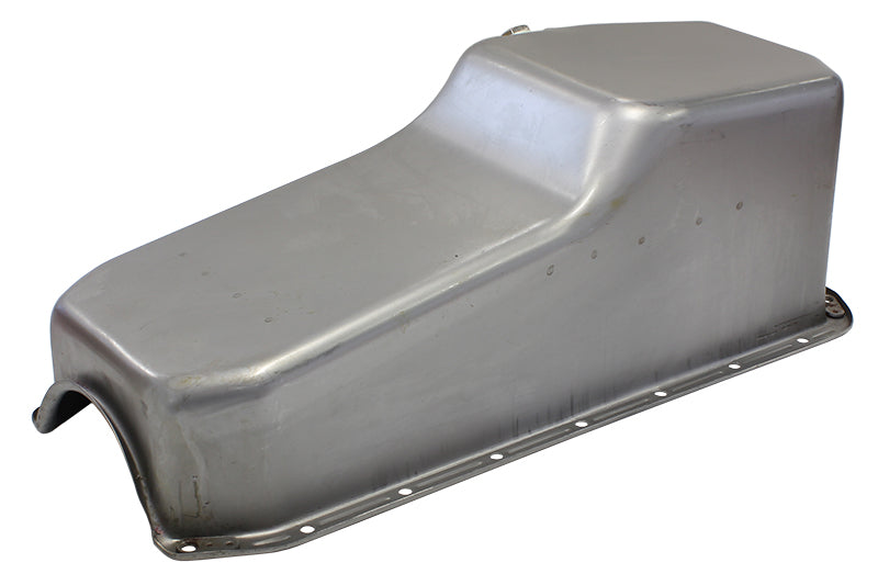 Steel Stock Oil Pan SBC Raw Lh/Side Dipstick Rear Sump AF82-9005 - Aeroflow