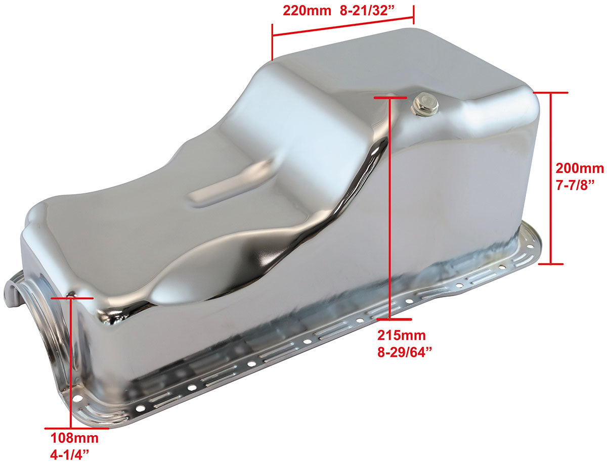 Stock Ford 351W V8 Oil Pan Chrome Oil Pan SBF 351W AF82-9532C - Aeroflow