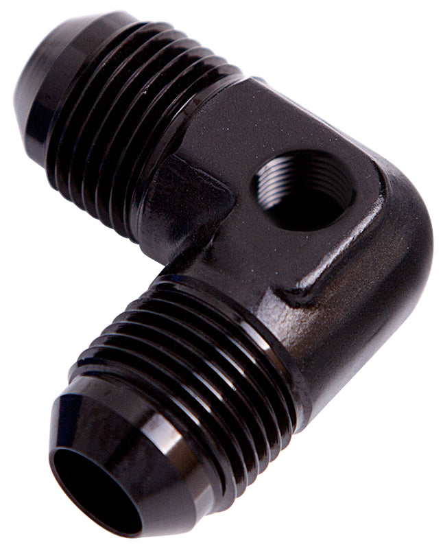 90 Deg Union -8AN With 1/8" Port Black AF821-08PBLK - Aeroflow