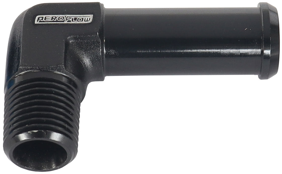 90 Deg 1/8" NPT To 3/8" Barb Black 90 Deg Male To Male AF842-02-06BLK - Aeroflow