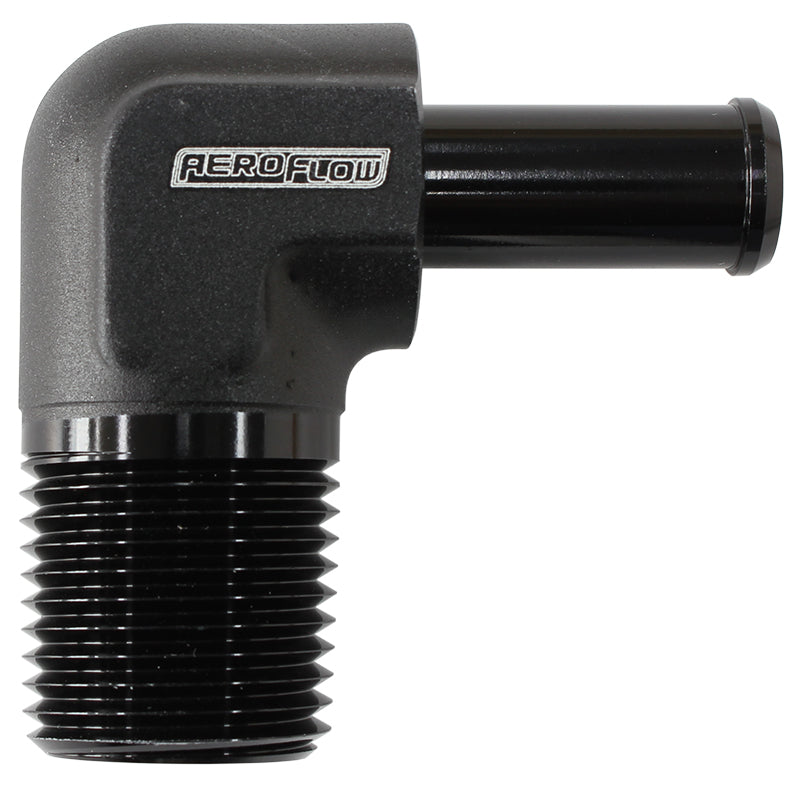 90 Deg 1/2" NPT To -8 100/450 Series Braided Hose AN Size AF842-08-08ANBLK - Aeroflow