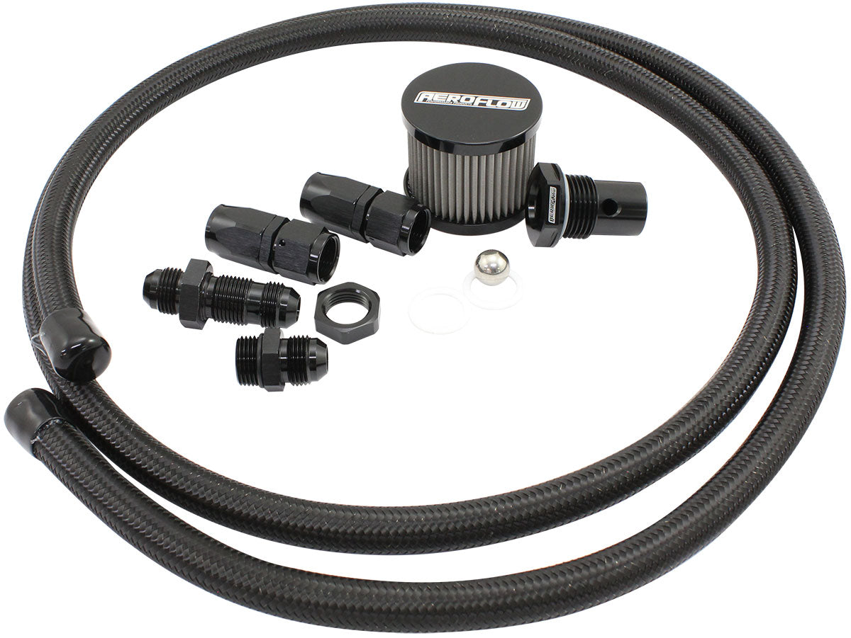Fuel Cell Breather Kit Setup Loop Roll Over -8AN Vent Valve AF85-2020 - Aeroflow
