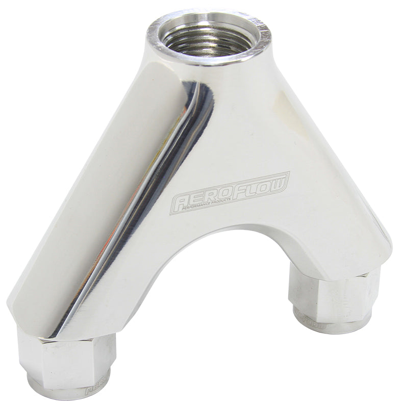 Billet Y-Piece 2X -8AN Female To 1X -10ORB Polished AF939-08-10P - Aeroflow
