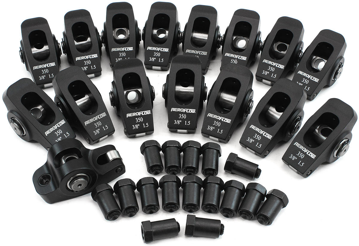 SBC Rocker Arms 3/8" Stud 1.5 Ratio 350 Alloy 2024 Roller 16 AF95-1100 - Aeroflow
