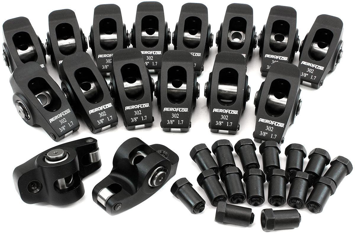 SBF Rocker Arms 3/8" Stud 1.7 Ratio Windsor 302 351 Roller Alloy AF95-1121 - Aeroflow