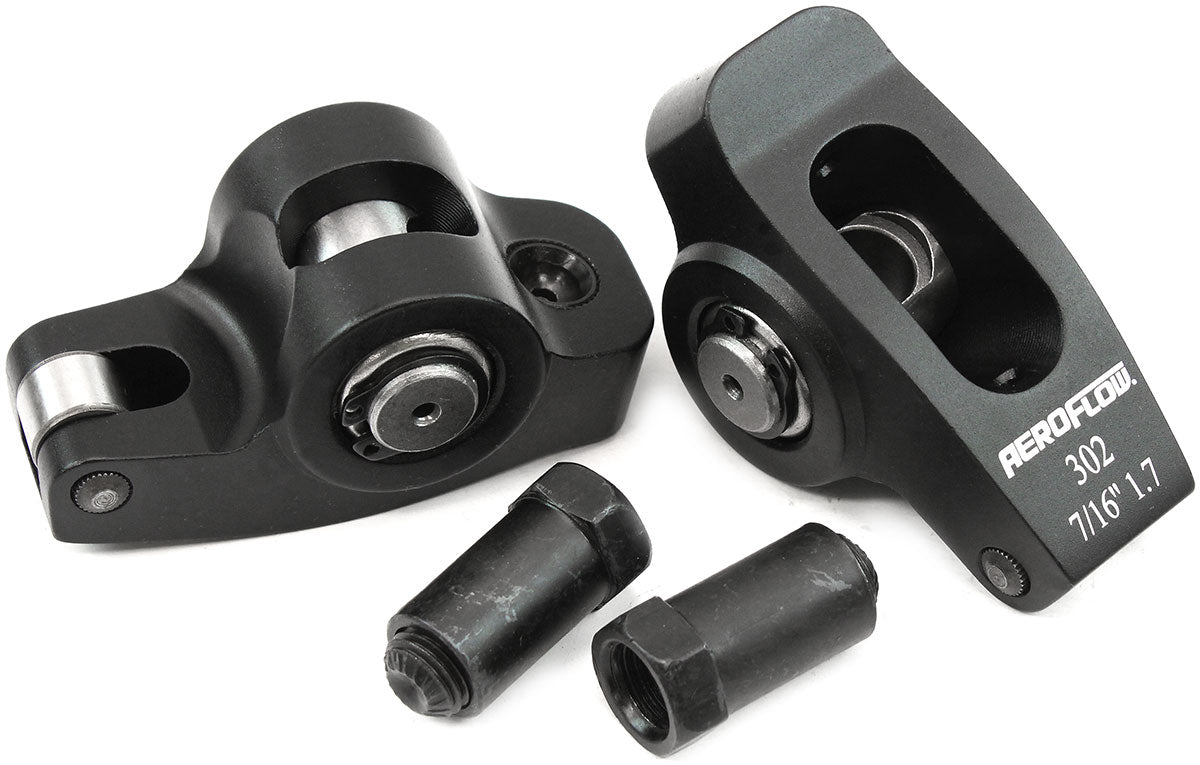 SBF Rocker Arms 7/16" Stud 1.7 Ratio Windsor 302 351 Roller Alloy AF95-1123-2 - Aeroflow
