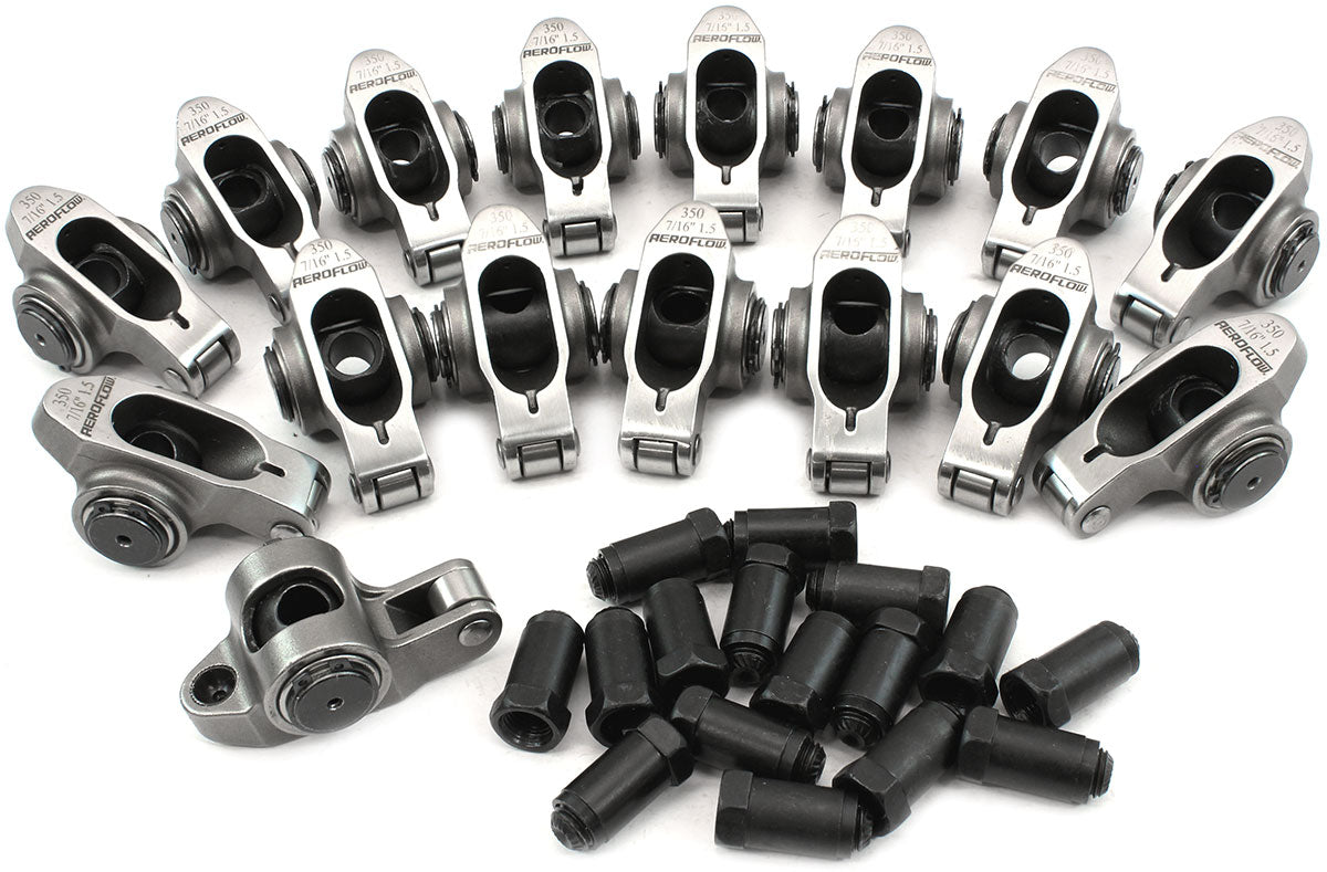 SBC S/S Rocker Arms 7/16" Stud 1.50 Ratio 350 Stainless Roller 16 AF95-1205 - Aeroflow