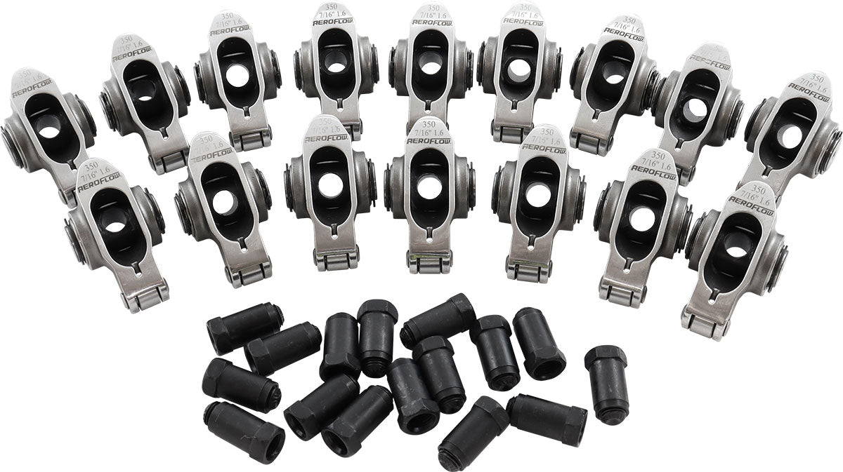 SBC S/S Rocker Arms 7/16" Stud 1.60 Ratio 350 Stainless Roller 16 AF95-1207 - Aeroflow