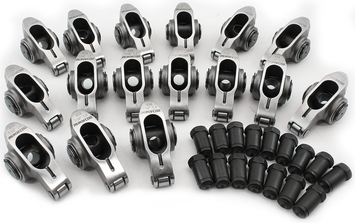 BBC S/S Rocker Arms 7/16" Stud 1.80 Ratio 454 Stainless Roller 16 AF95-1217 - Aeroflow