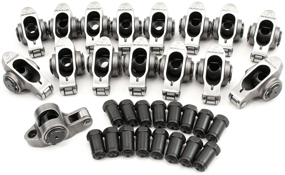 SBF S/S Rocker Arms 7/16" Stud 1.70 Windsor 302 351 Roller 16 Stainless AF95-1223 - Aeroflow
